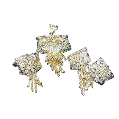 Womens Earrings/Pendant/Ring Gold Tone Matching Set