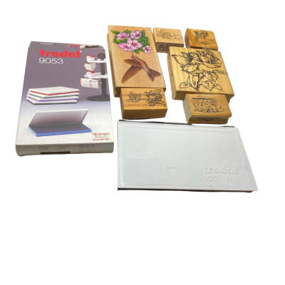 6 Rubber Stamps And Stamp Pad