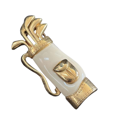  Womens vintage golf kit Brooch Gold-tone
