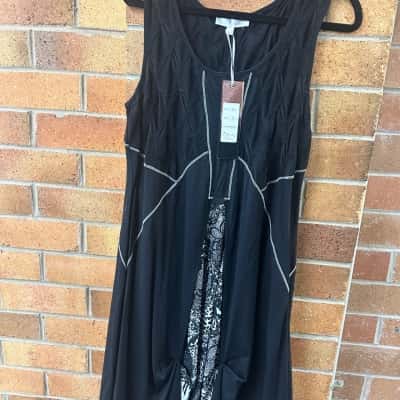  Womens  Sash Size 14 Black/ White Mini Dress 