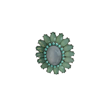 Retro Floral Burst Ring in Aqua & Opal tones