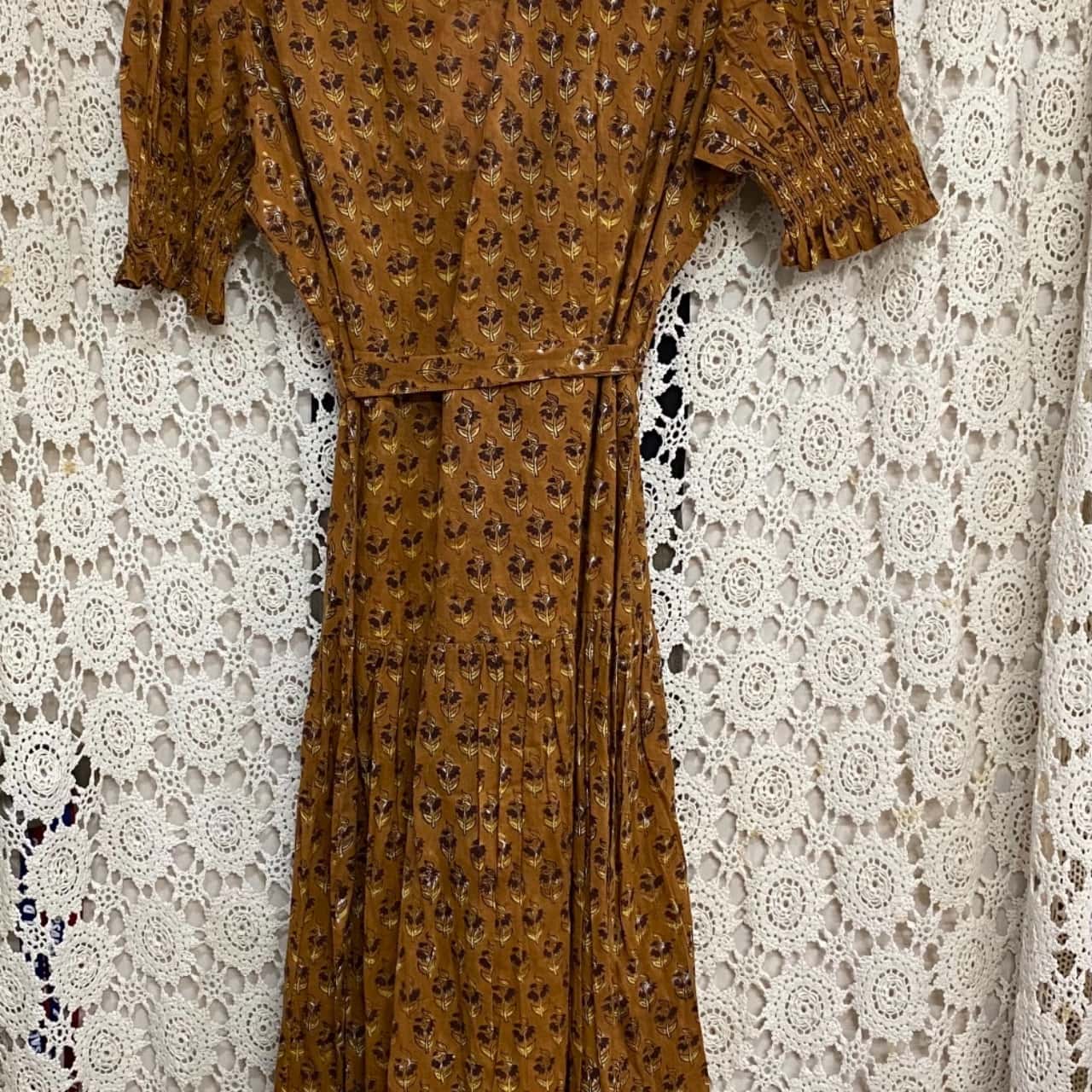 Daughters of India Womens Size M Maxi Dress Brown / Pattern (s)