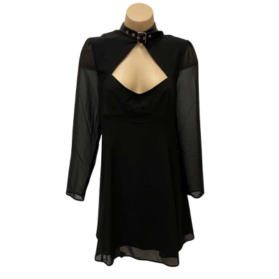 Dangerfield Delusional Black Long Sleeve Skater Dress Size 12