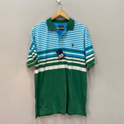 U.S. Polo Assn. Mens  Size XL Polo Shirt Blue / Green / White 