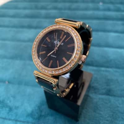 Eclipse Black & Gold Dress Watch Crystal Bezel. Working 