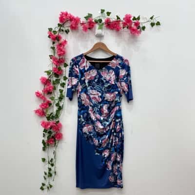 Anthea Crawford Womens Dress Size 12 Blue/Floral 