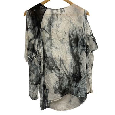 Frey white mesh silk top, Size 14
