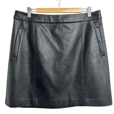 Sheike Size 16 Black Faux Leather Skirt