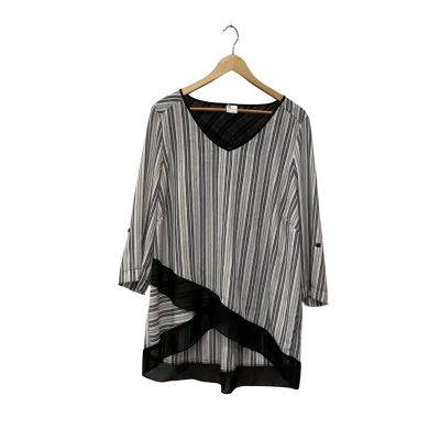 Postie Womens  Size 16 3/4 Sleeve Top Black  / Striped / White 
