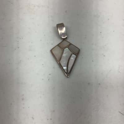 Womens Silver/Shell? Diamond Shaped Pendant 