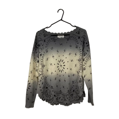 Womens Kujten Size 10 / 12 Cashmere Cardigan Black  / Grey / Pattern / White 