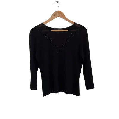 Marco Polo Womens  Size M 3/4 Sleeve Top Black  