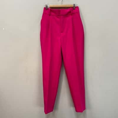 Zara Womens  Size S High Waisted Pants Hot Pink  