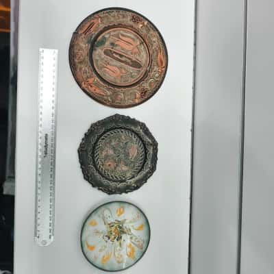 Set of 3 Assorted Decorative Metal Plates/Bowls