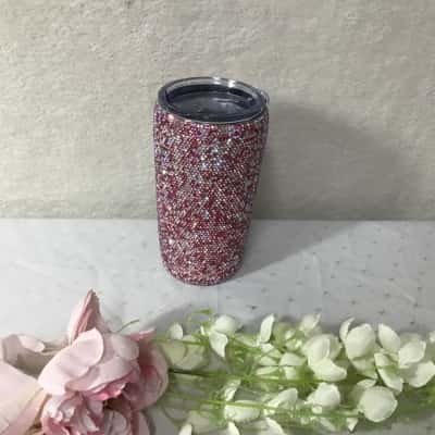 Pink Rhinestone Stainless Steel Vacuum Insulated Tumbler with Lid (new)