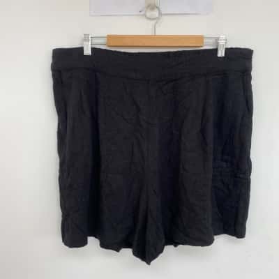 City Chic Black Linen SHorts Size L 