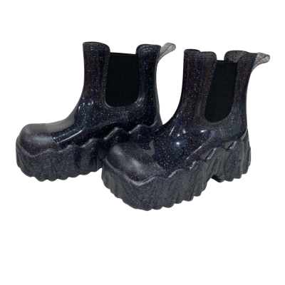 Black Glitter Rain Boots Size 39