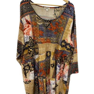 Orientique Womens  Size 24 Long Sleeve Dress Multicoloured / Orange 