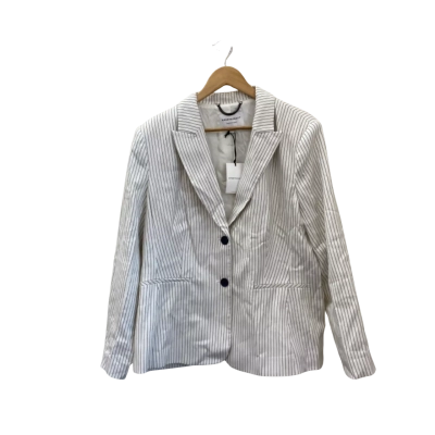 Sportscraft Womens  Size 18 Blazer White / Pinstriped / Navy Blue