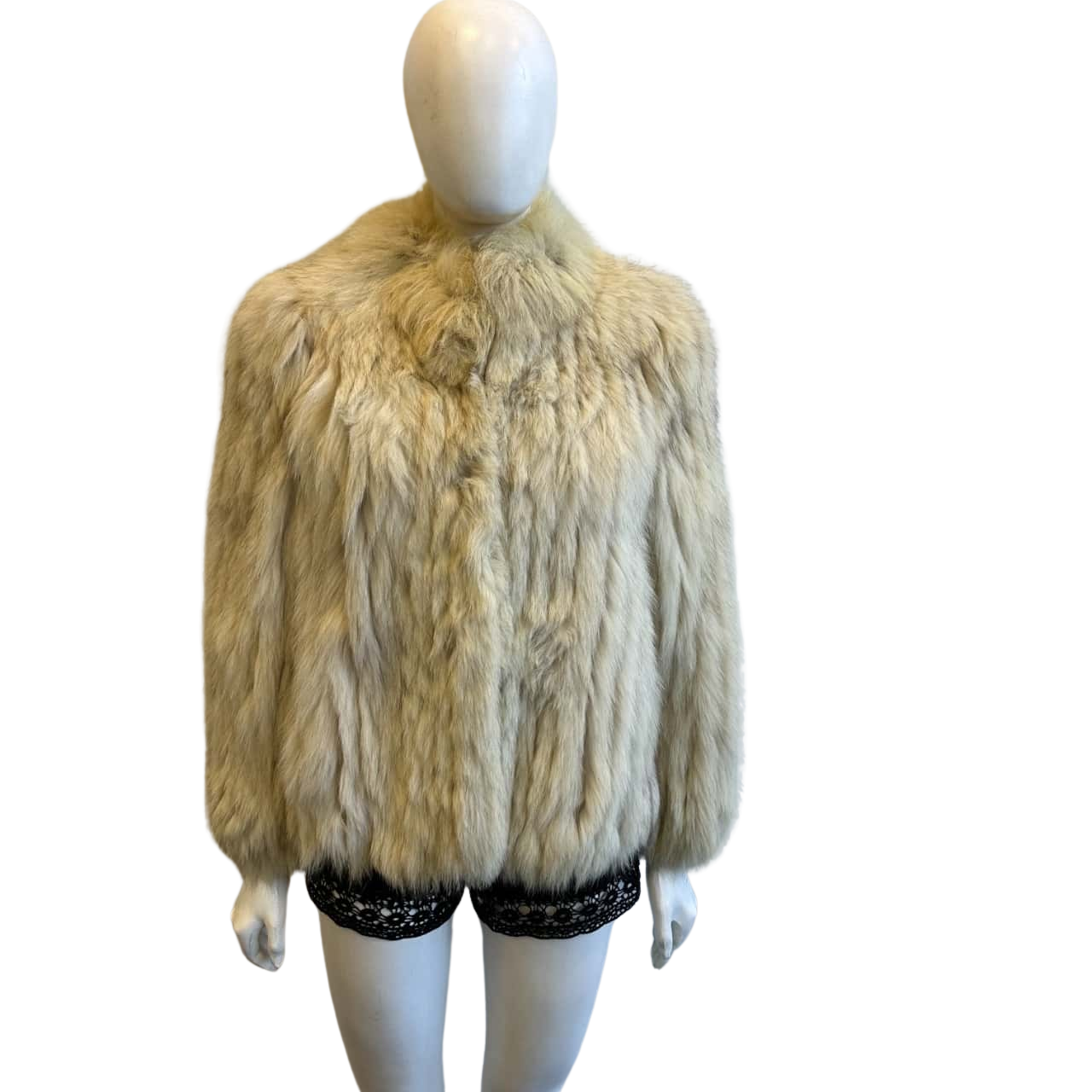 No Brand Women's Size XSS Vintage Fur Coat Cream (s)
