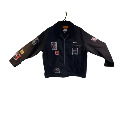Loiter Men’s XL Black Patchwork Harrington Jacket w/ Corduroy Collar 