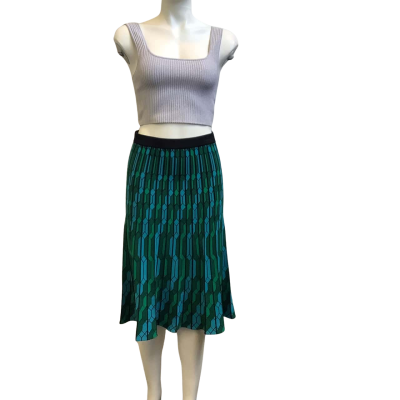 Veronika Maine Womens  Size M Knit Midi Skirt Blue / Green Mix