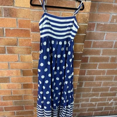  Womens Wits the Label Size 12 Maxi Dress Blue / Striped / White 