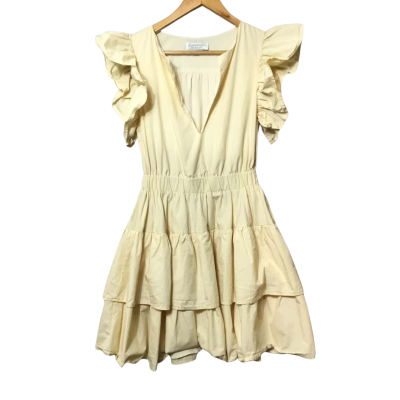 Runaway Scout Women's  Size S Beige Ruffled Mini Dress 