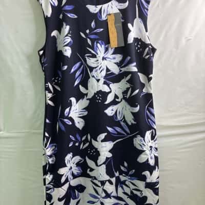 Liz Jordan Womens  Size 16 Midi Dress Floral / Navy Blue 