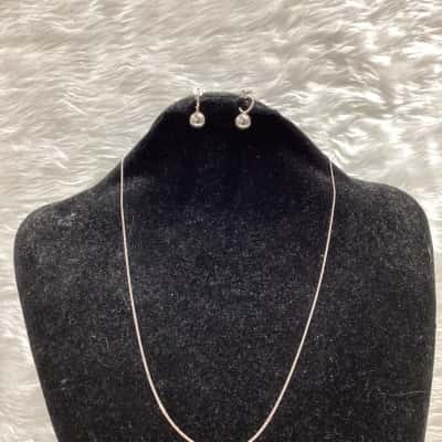  Womens Silver Earring & Necklace Set