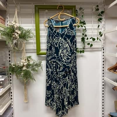 Jane Daniels Womens Mustique Midi Dress Navy Blue / Off White Size 8 RRP $649
