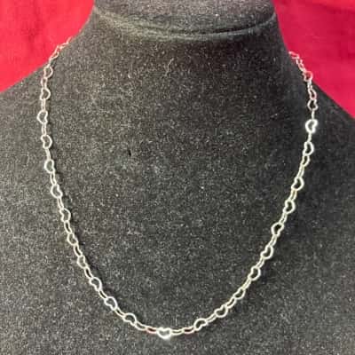 Women's Necklace Love heart chain necklace silver tone 
