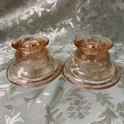Indiana Glass Pink Candlestick Holders
