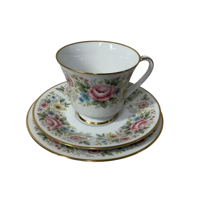 Noritake Multicoloured Floral Pattern Cup Saucer & Plate