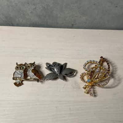 "Owl" 3x Brooch Bundle 