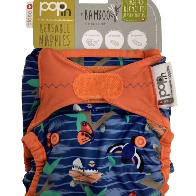 Pop In One Size Reusable Nappies Bamboo 8 Pack Box 