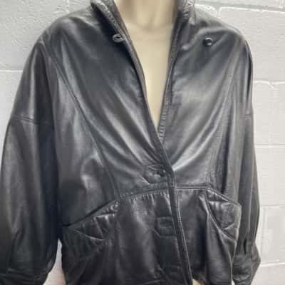 Vera Pelle Mens Size 44 Leather Jacket Black  