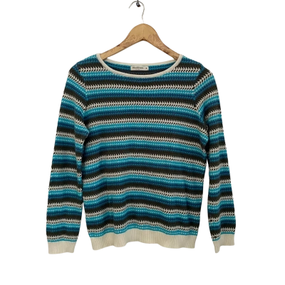 Woolover Womens  Size M Jumper Blue / Green / Navy Blue / White 