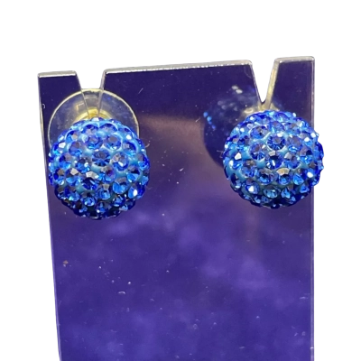 Womens Stud Earrings Blue Crystal/925 Sterling Silver 