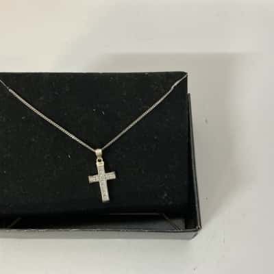 Stamped 925 Cross Pendant Necklace 