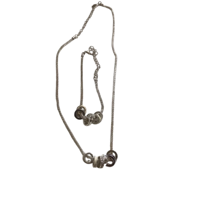 Romance Womens Bracelet / Necklace Silver 2 Piece Set