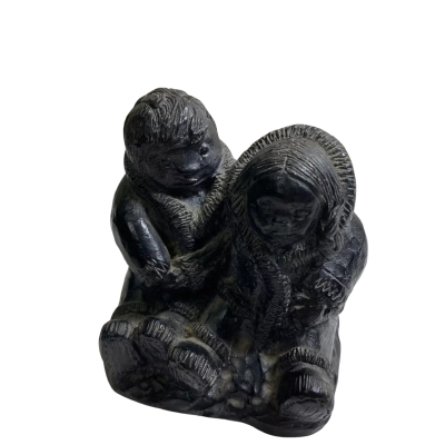 Wolf Sculpture Original Canada Inuit Boy & Girl