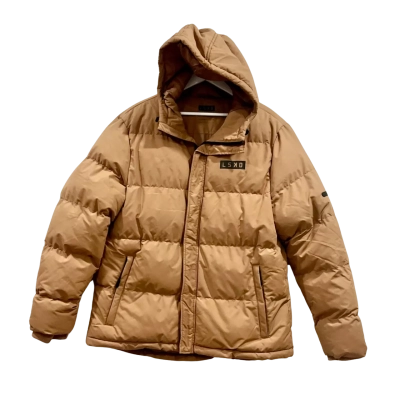 LSKD Beige/Coffee Hooded Puffer Jacket Size M 