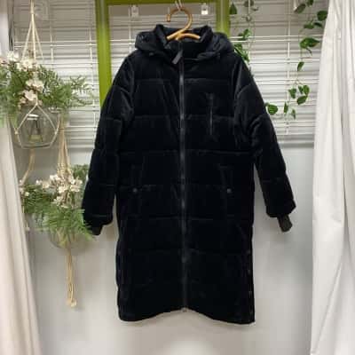 Decjuba D - Luxe Womens  Size S Long Puffer Jacket Black  