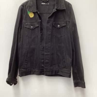 Dangerfield Unisex Size L Denim Jacket Black  with coloured sequin designs 
