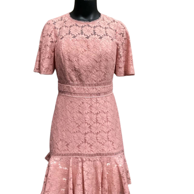 Forever New Womens Size 10 Stephanie Lace Dress Floral Midi Dress Pink Persian Floss