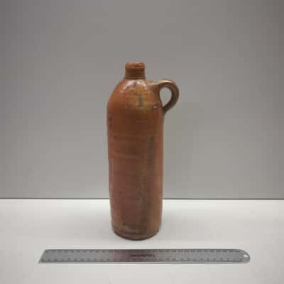 Antique Vintage Pottery Stoneware Bottle Jug Flagon Single Handle 24cm