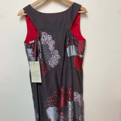 Rosalia Vari Womens  Size 14 Casual Dress Grey / Red / Silver 