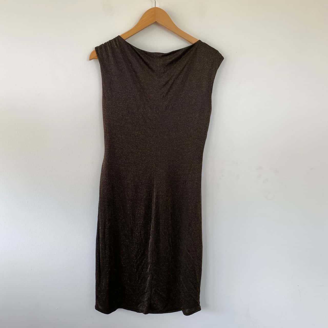 Ralph Lauren Black Gold Sleeveless Midi Dress Size 12 (s) - Used Very Good  | Salvos Stores