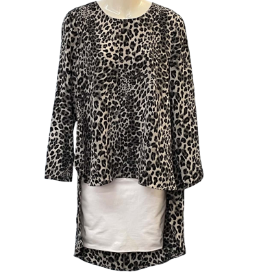 Leoni Womens Size S Long Sleeve Top Animal print/Black/Grey